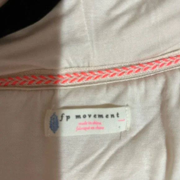 FP Movement by Free People Cream Teddy Jacket with Pink Accents - Picture 3 of 3